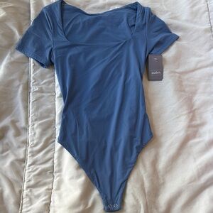 Auden Dusty Blue Scoop Neck Short Sleeve Bodysuit